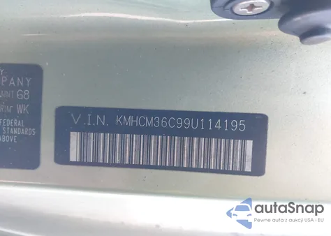 2009 Hyundai Accent Gs z USA, uszkodzony, nr VIN KMHCM36C99U114195